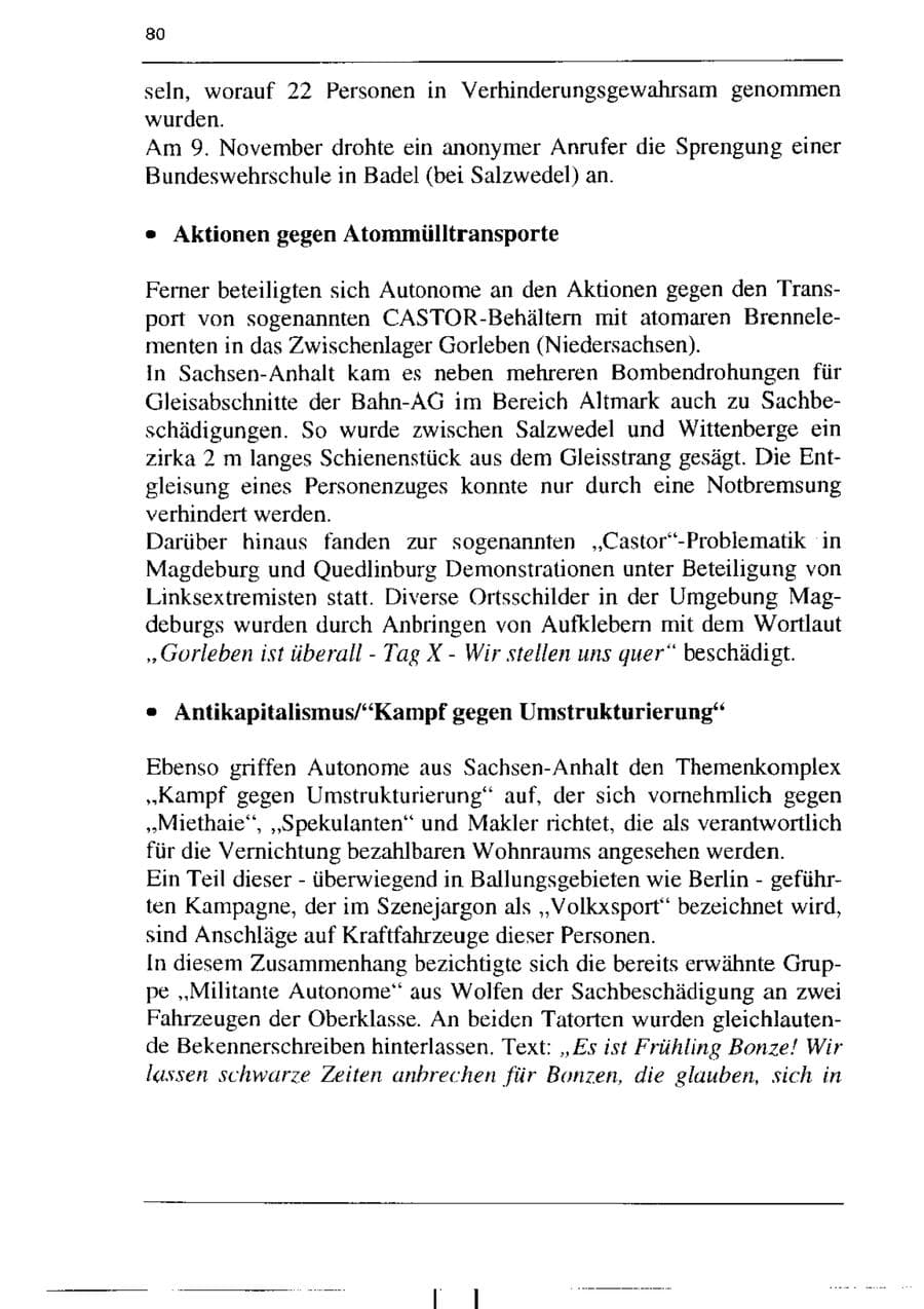 Seite 92 des Verfassungsschutzbericht 1995 Sachsen-Anhalt