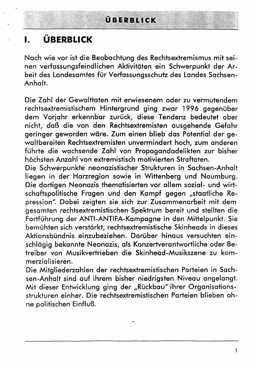 Seite 13 des Verfassungsschutzbericht 1996 Sachsen-Anhalt