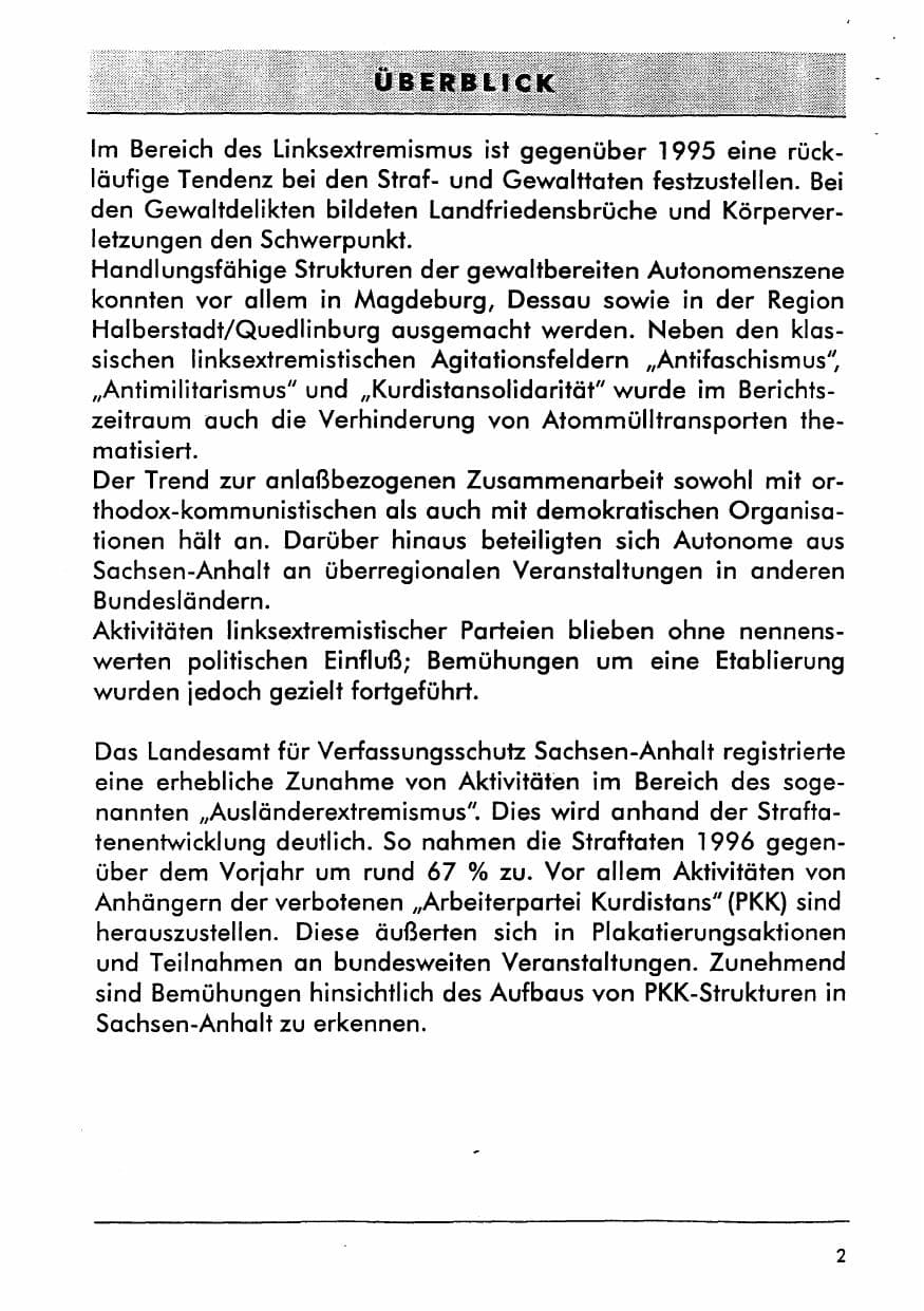 Seite 14 des Verfassungsschutzbericht 1996 Sachsen-Anhalt