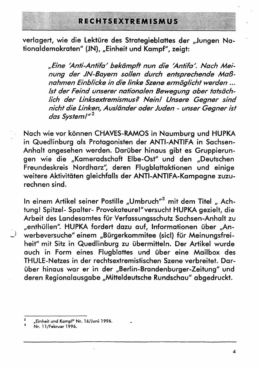 Seite 16 des Verfassungsschutzbericht 1996 Sachsen-Anhalt