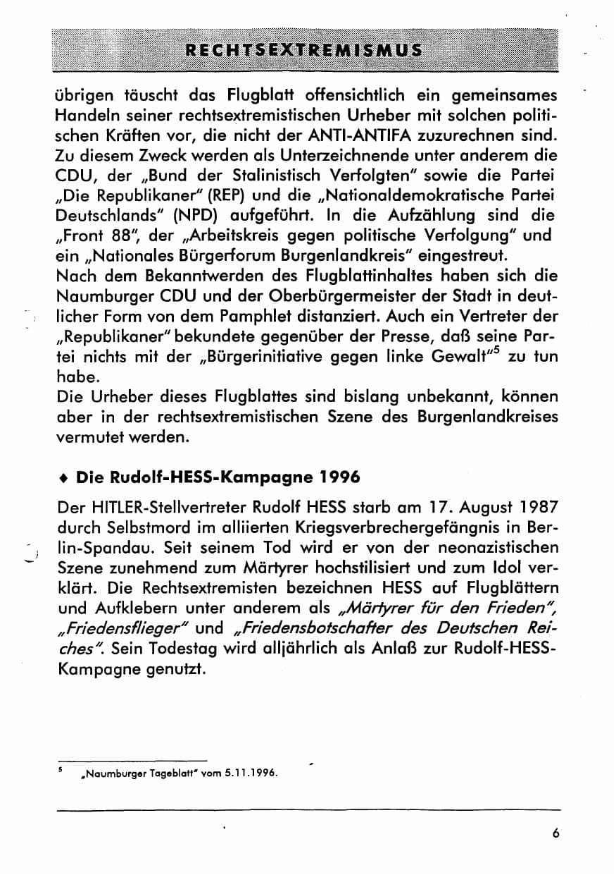 Seite 18 des Verfassungsschutzbericht 1996 Sachsen-Anhalt