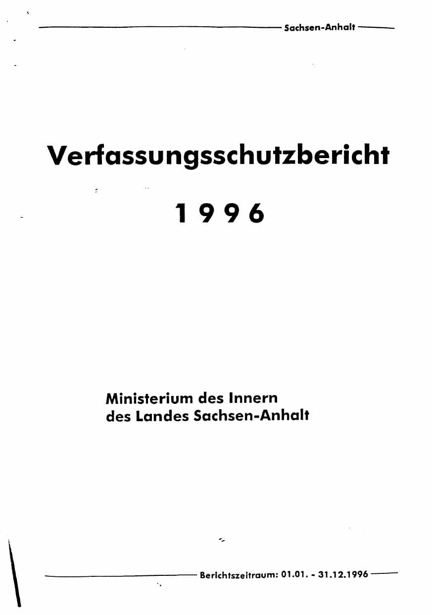 Seite 5 des Verfassungsschutzbericht 1996 Sachsen-Anhalt