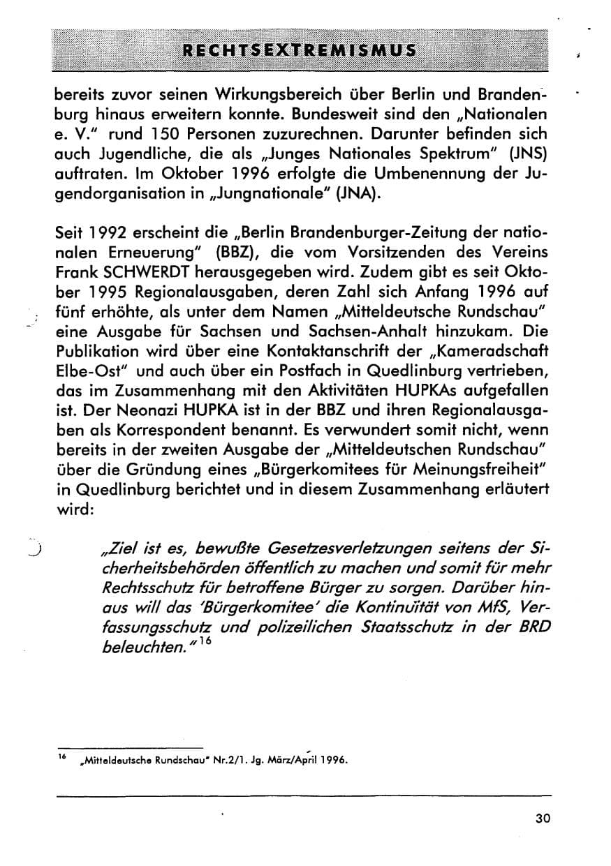 Seite 42 des Verfassungsschutzbericht 1996 Sachsen-Anhalt