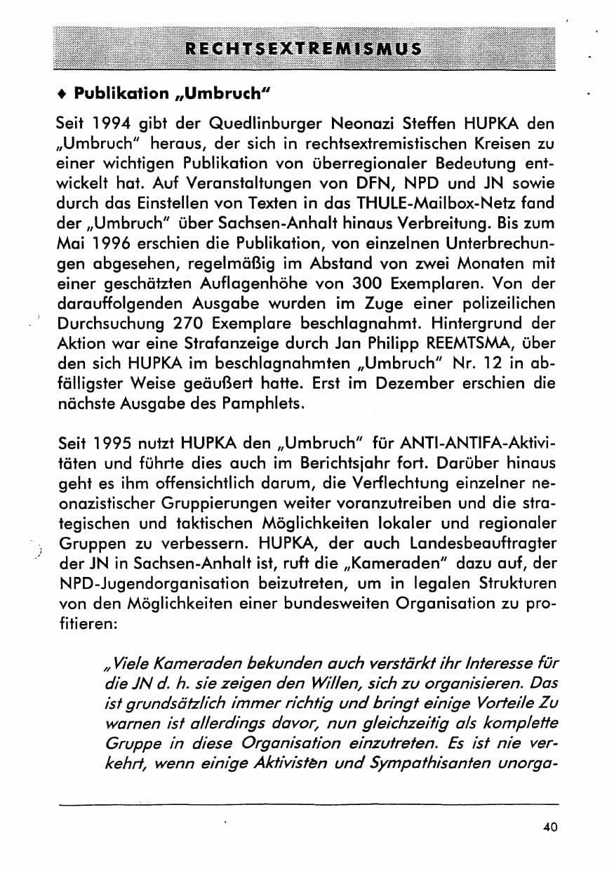 Seite 52 des Verfassungsschutzbericht 1996 Sachsen-Anhalt