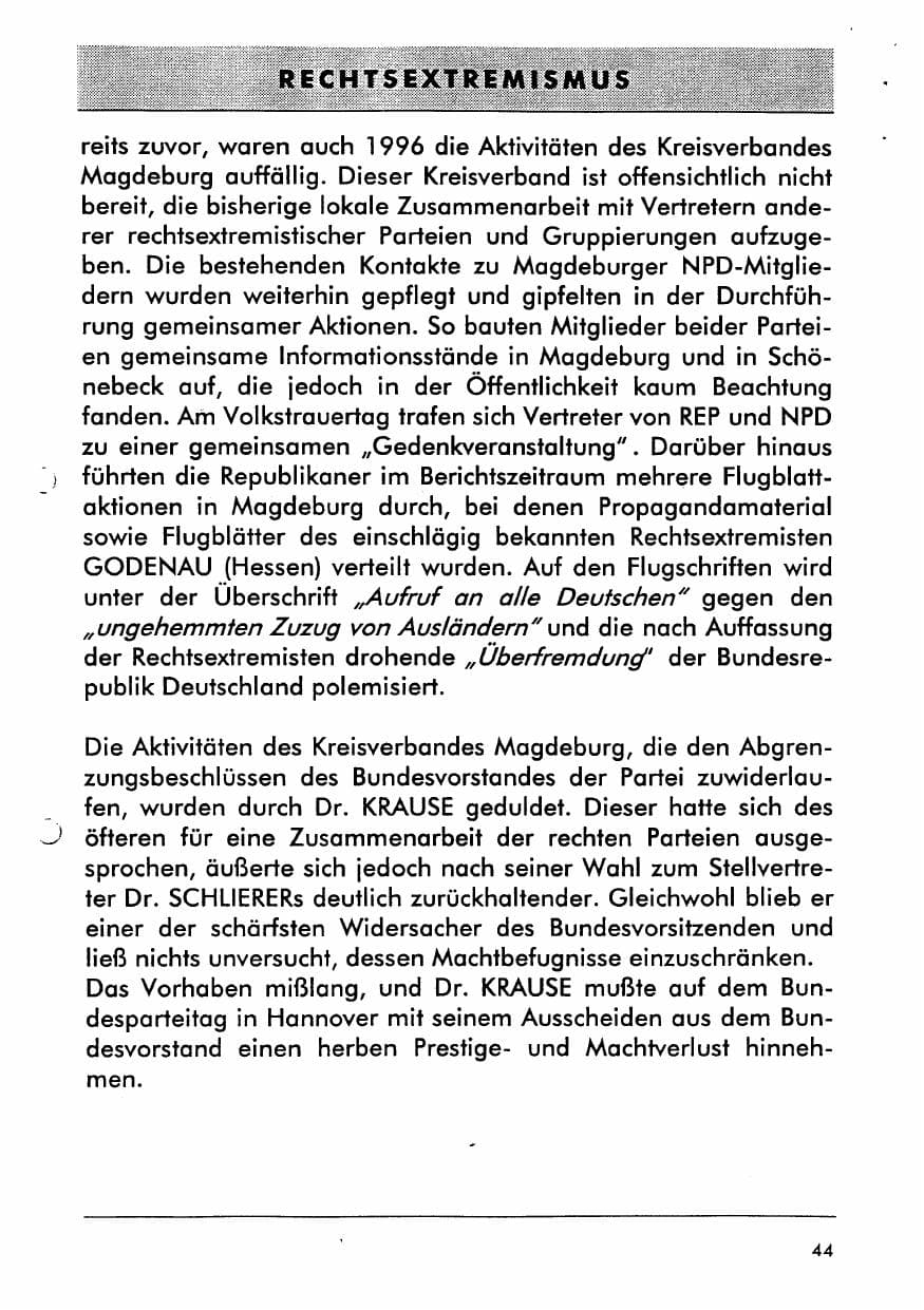 Seite 56 des Verfassungsschutzbericht 1996 Sachsen-Anhalt