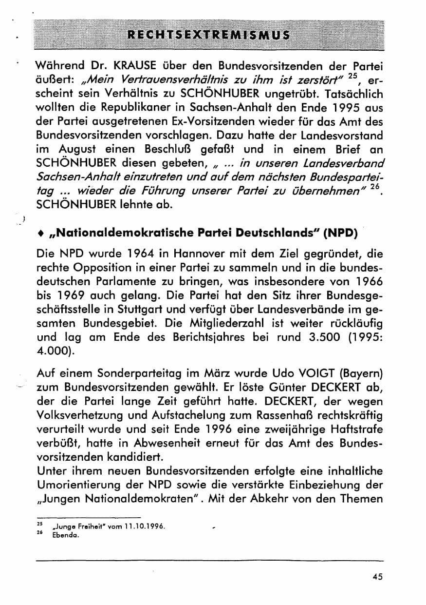 Seite 57 des Verfassungsschutzbericht 1996 Sachsen-Anhalt