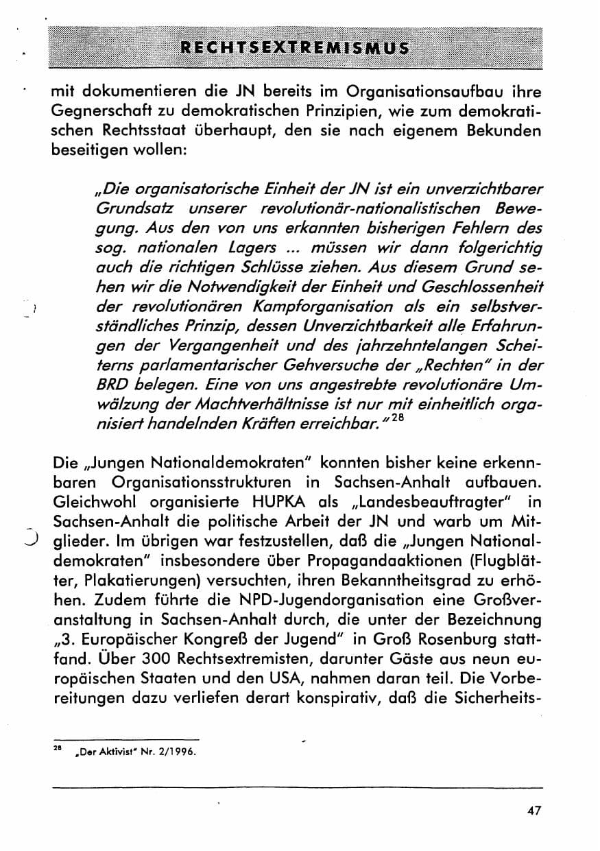 Seite 59 des Verfassungsschutzbericht 1996 Sachsen-Anhalt