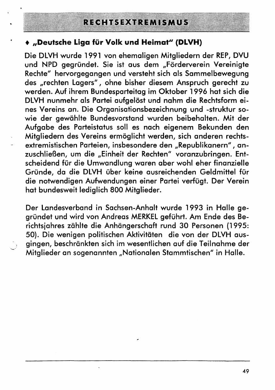 Seite 61 des Verfassungsschutzbericht 1996 Sachsen-Anhalt