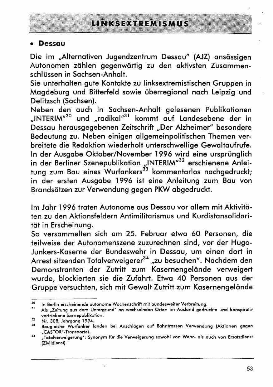Seite 66 des Verfassungsschutzbericht 1996 Sachsen-Anhalt