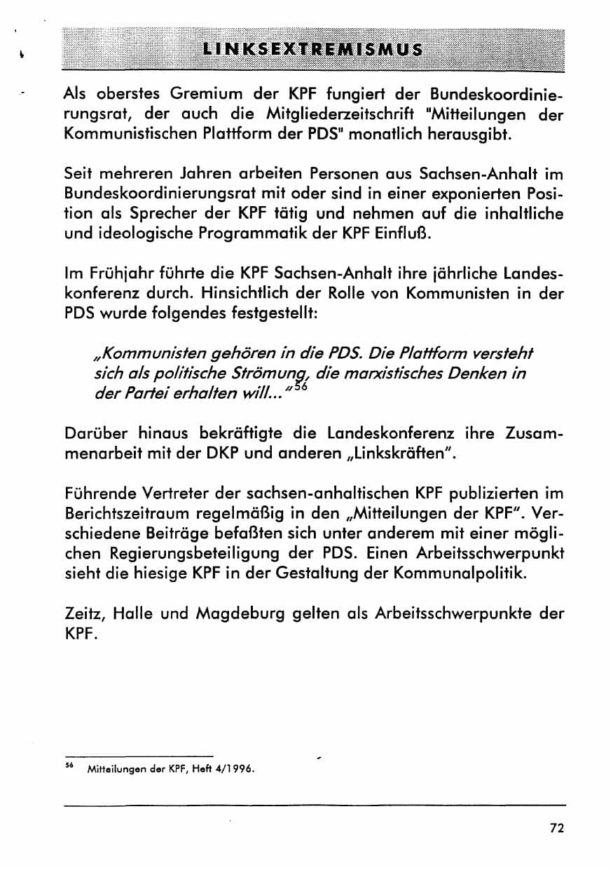 Seite 85 des Verfassungsschutzbericht 1996 Sachsen-Anhalt