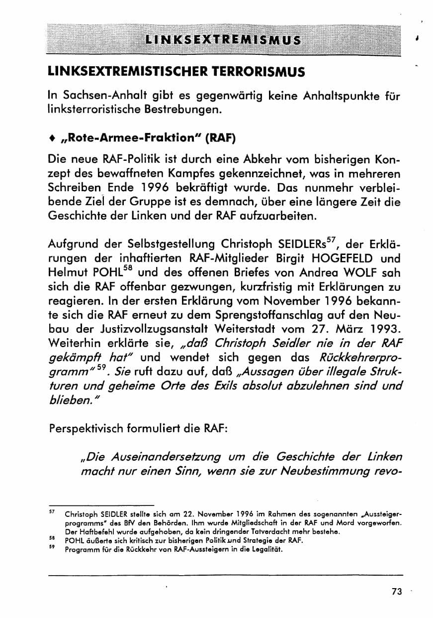 Seite 86 des Verfassungsschutzbericht 1996 Sachsen-Anhalt
