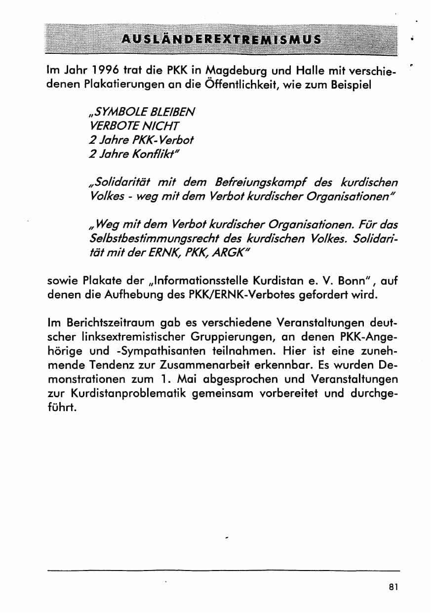 Seite 96 des Verfassungsschutzbericht 1996 Sachsen-Anhalt