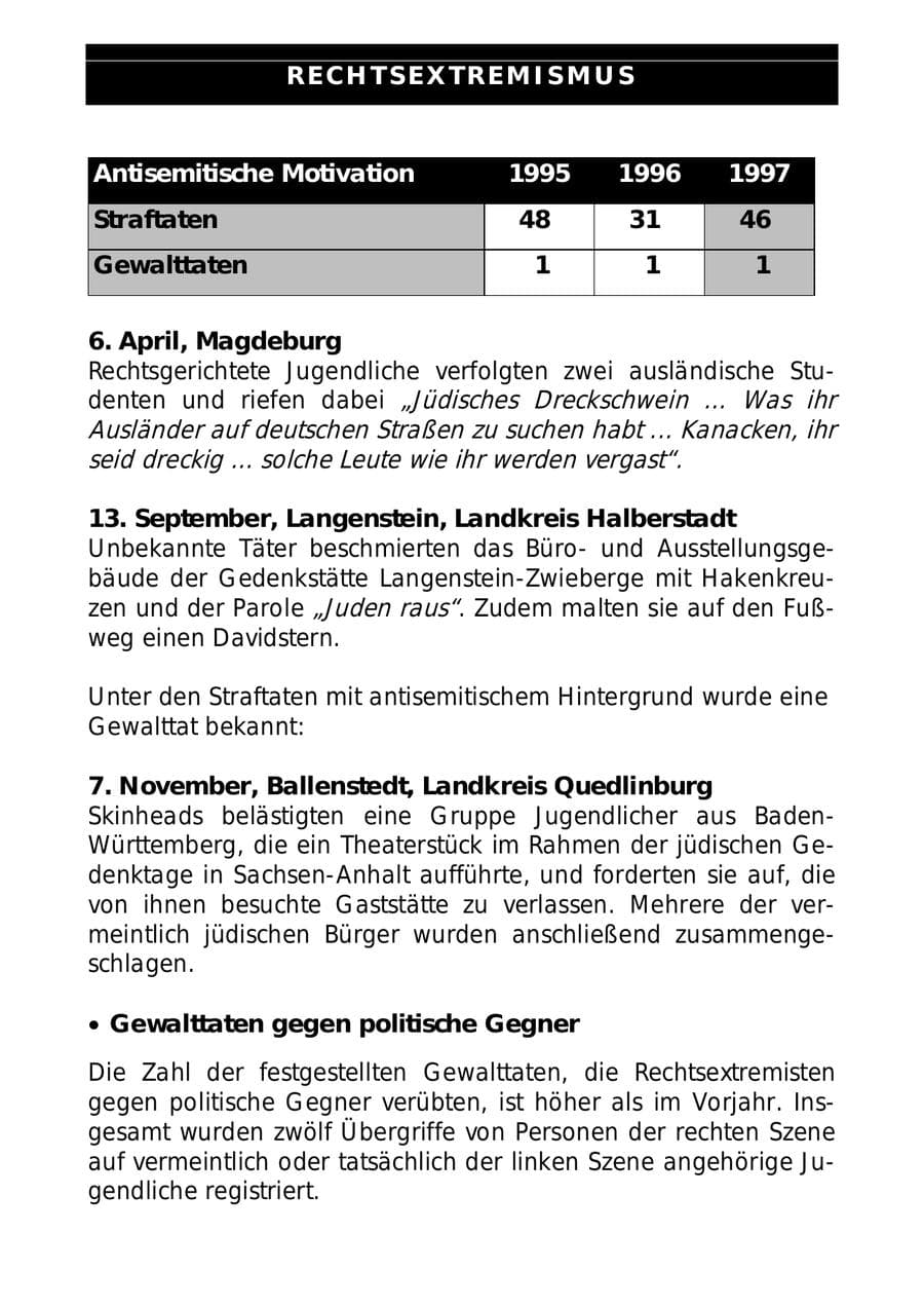 Seite 15 des Verfassungsschutzbericht 1997 Sachsen-Anhalt