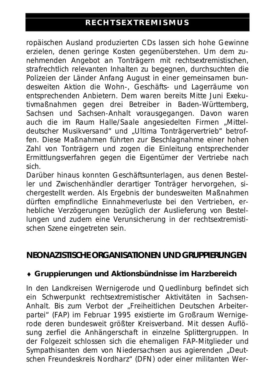 Seite 20 des Verfassungsschutzbericht 1997 Sachsen-Anhalt