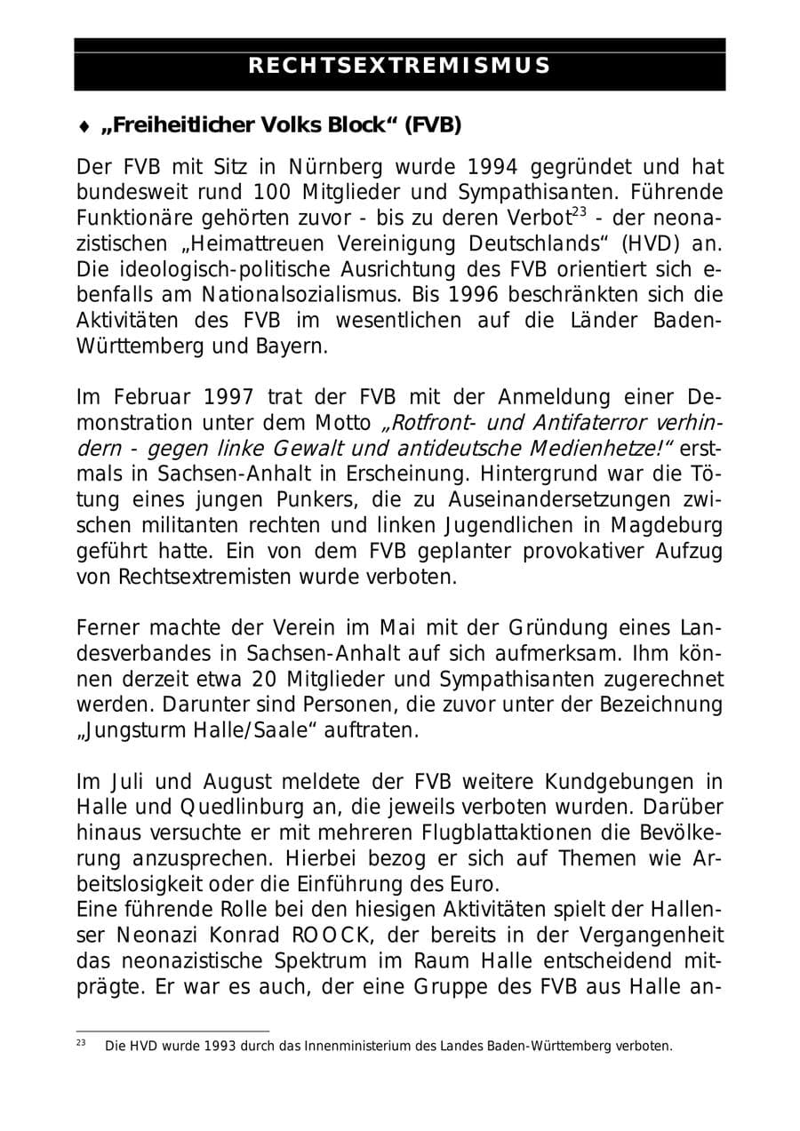 Seite 28 des Verfassungsschutzbericht 1997 Sachsen-Anhalt