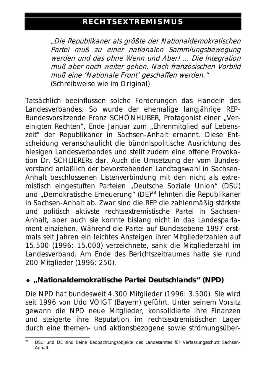 Seite 31 des Verfassungsschutzbericht 1997 Sachsen-Anhalt
