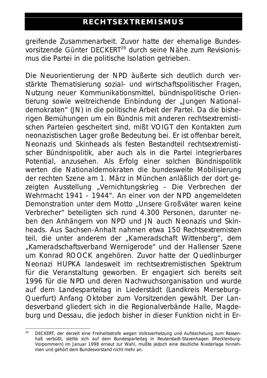 Seite 32 des Verfassungsschutzbericht 1997 Sachsen-Anhalt