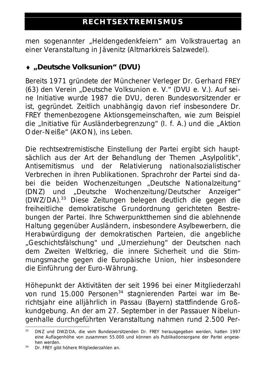Seite 35 des Verfassungsschutzbericht 1997 Sachsen-Anhalt