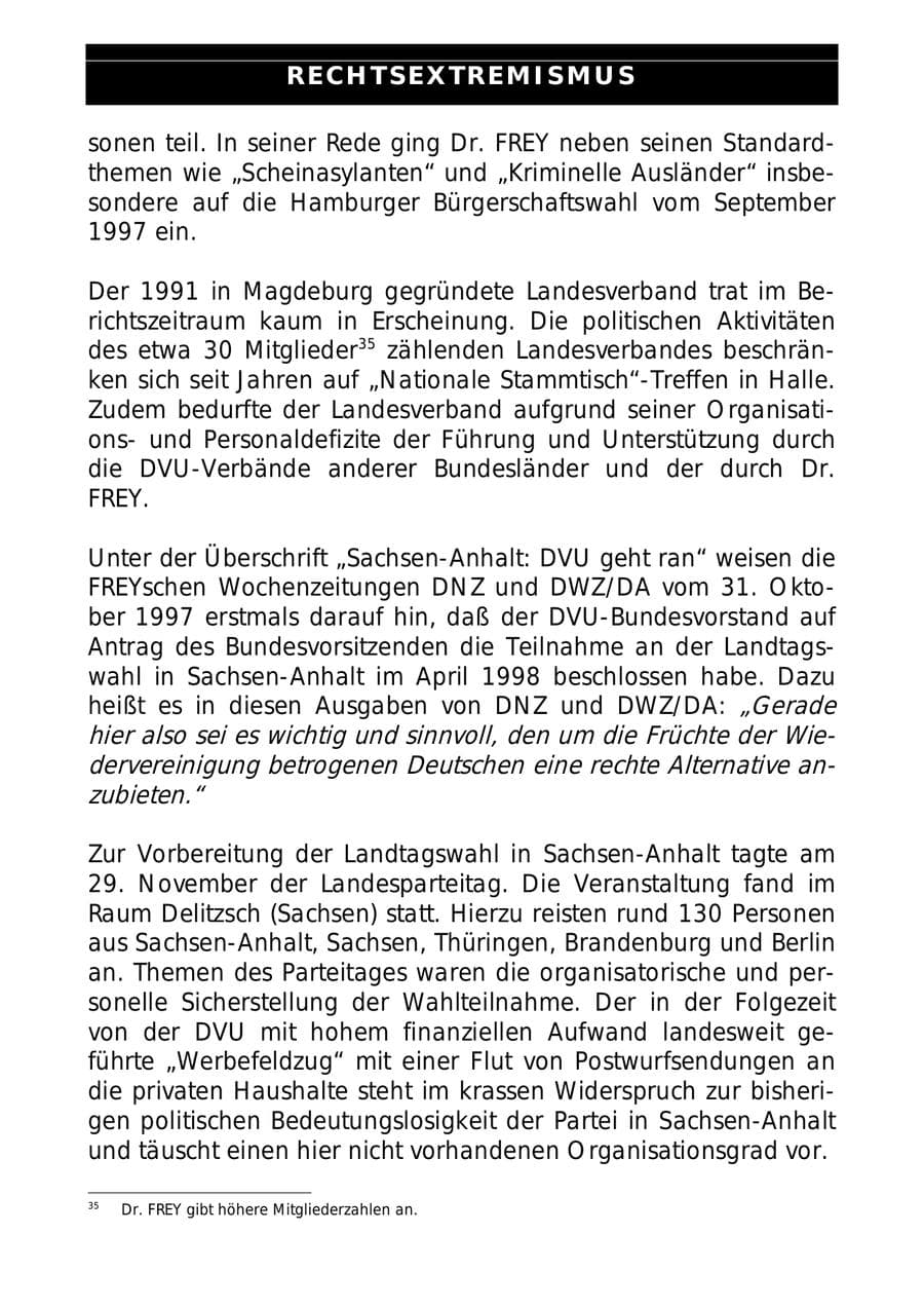 Seite 36 des Verfassungsschutzbericht 1997 Sachsen-Anhalt