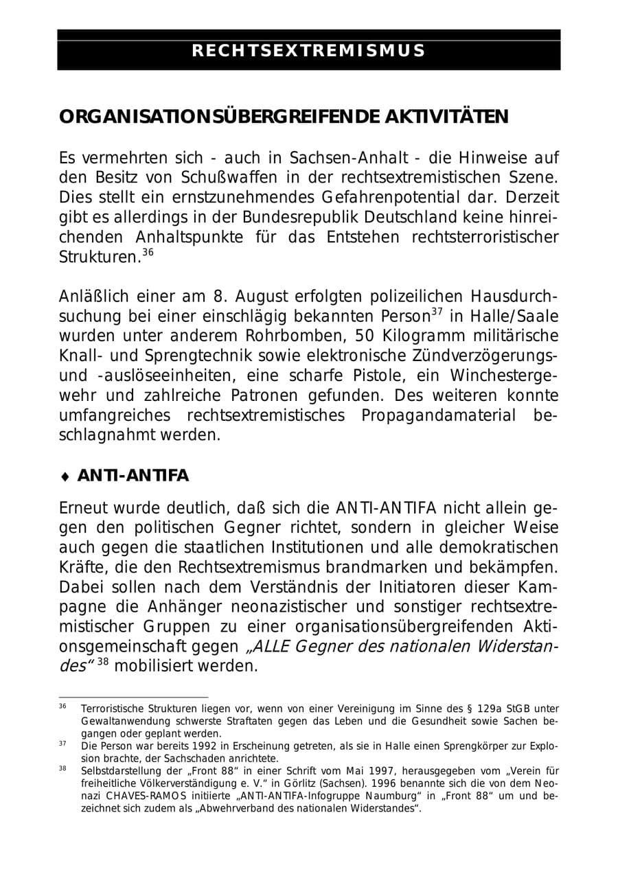 Seite 37 des Verfassungsschutzbericht 1997 Sachsen-Anhalt