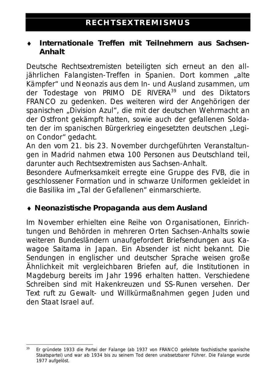 Seite 42 des Verfassungsschutzbericht 1997 Sachsen-Anhalt