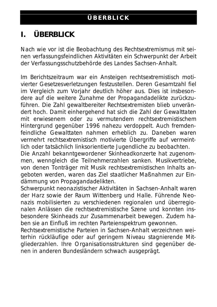 Seite 6 des Verfassungsschutzbericht 1997 Sachsen-Anhalt