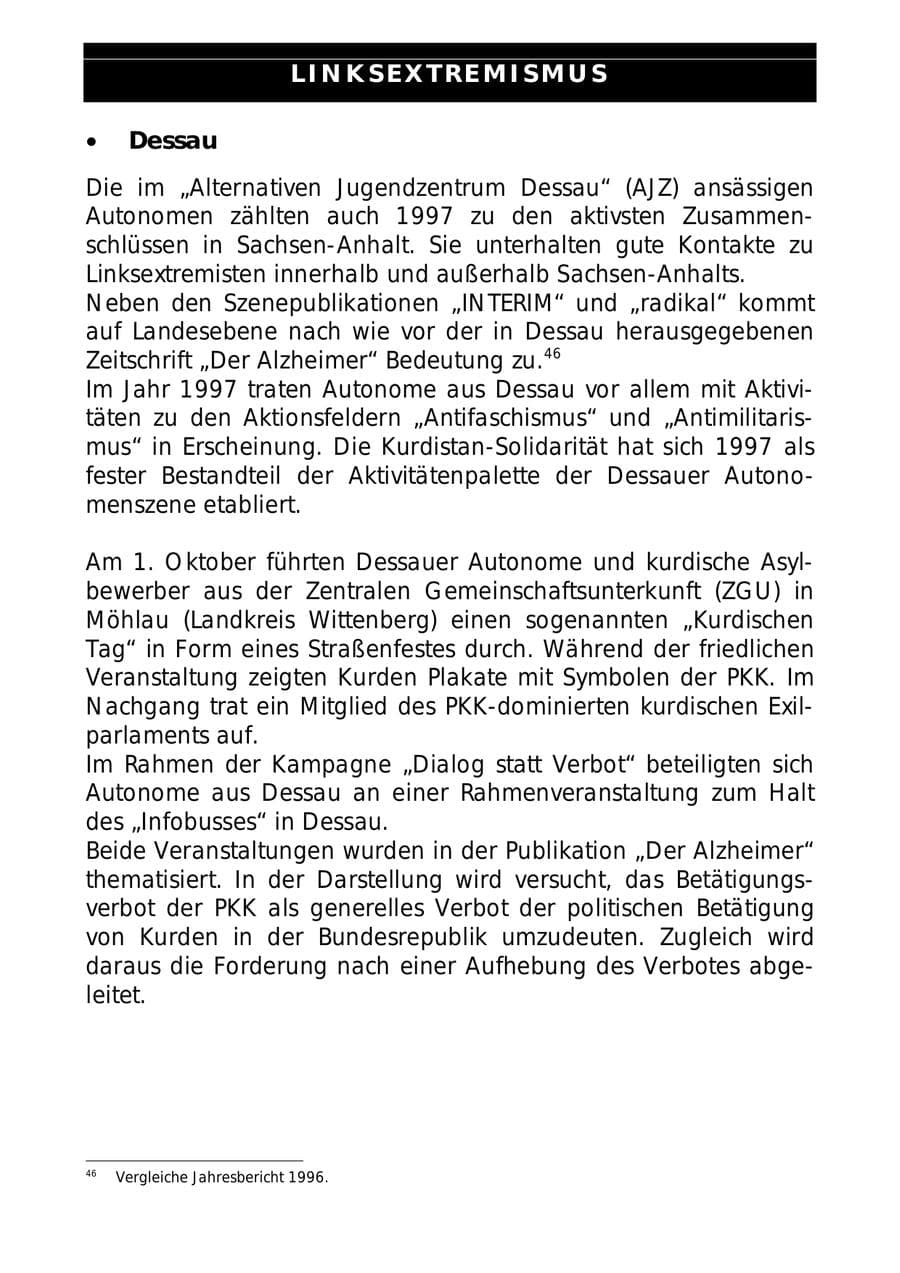 Seite 52 des Verfassungsschutzbericht 1997 Sachsen-Anhalt