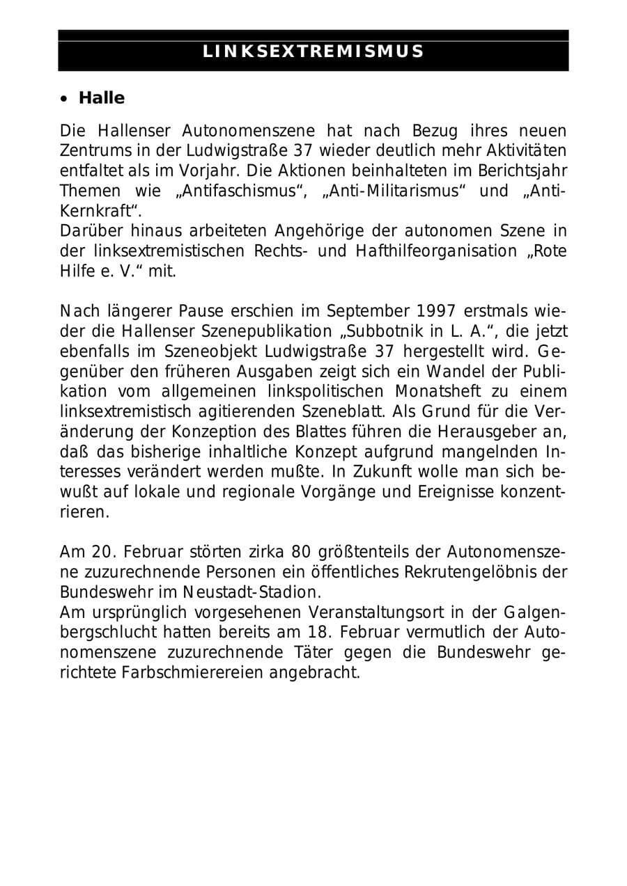 Seite 54 des Verfassungsschutzbericht 1997 Sachsen-Anhalt
