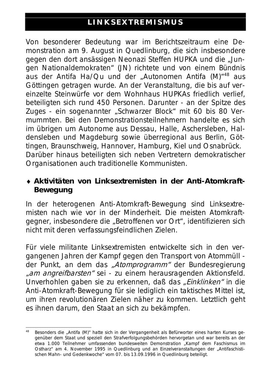 Seite 56 des Verfassungsschutzbericht 1997 Sachsen-Anhalt