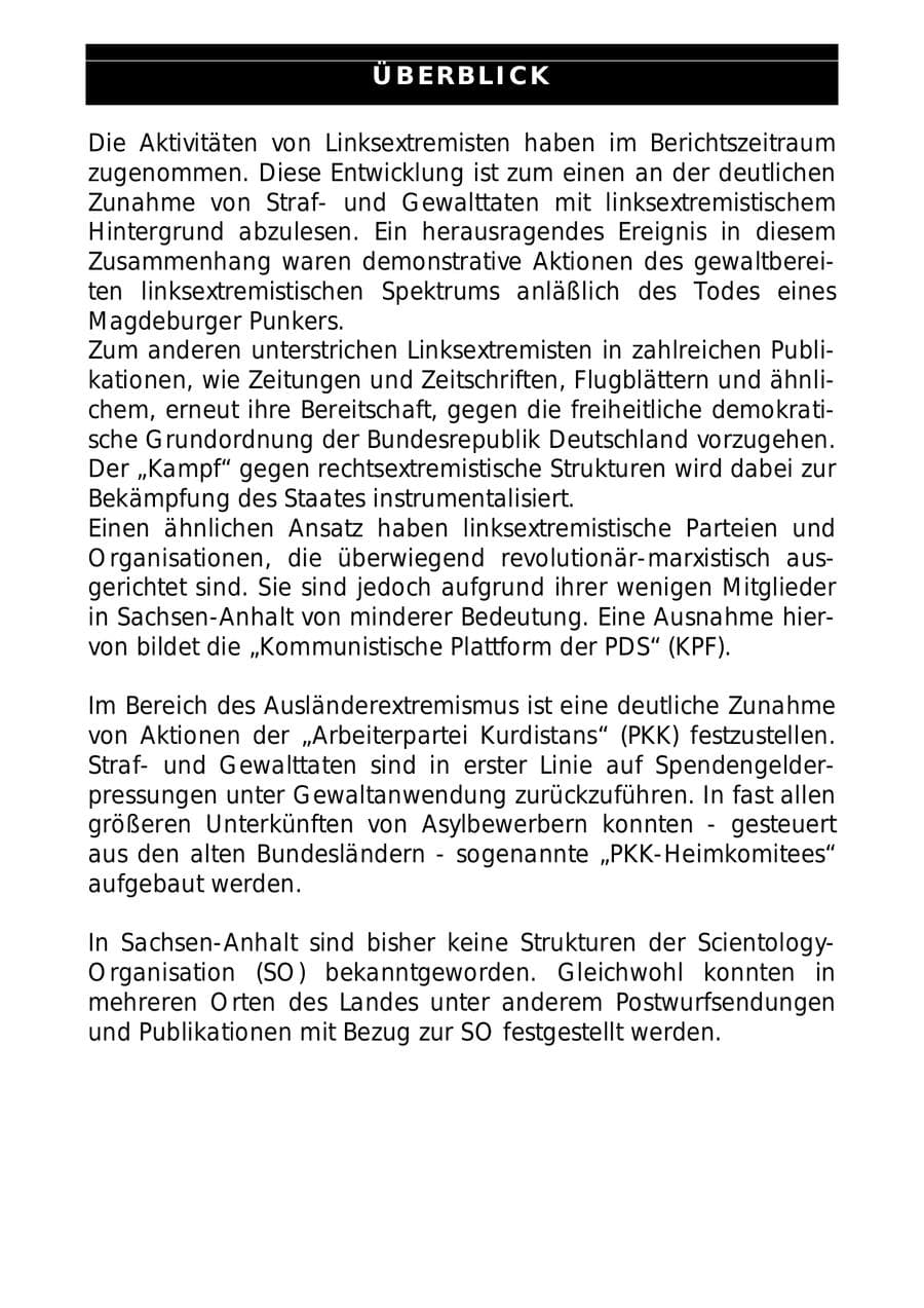 Seite 7 des Verfassungsschutzbericht 1997 Sachsen-Anhalt
