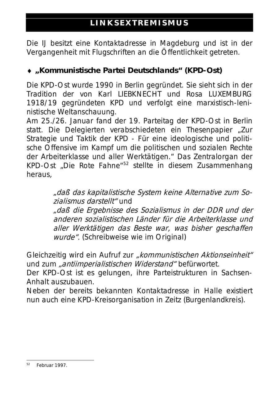 Seite 61 des Verfassungsschutzbericht 1997 Sachsen-Anhalt