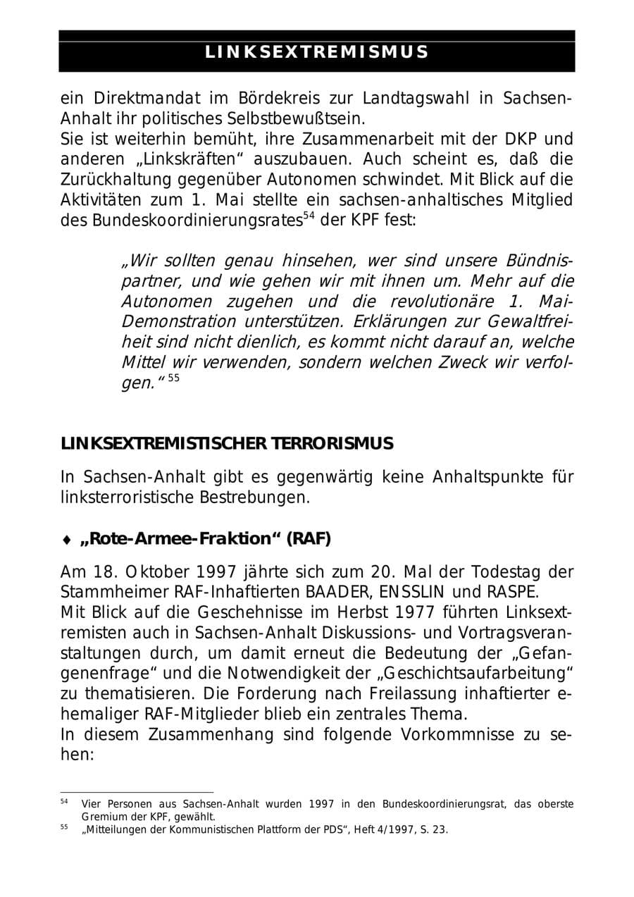 Seite 63 des Verfassungsschutzbericht 1997 Sachsen-Anhalt
