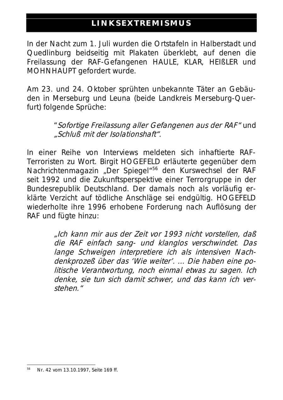 Seite 64 des Verfassungsschutzbericht 1997 Sachsen-Anhalt