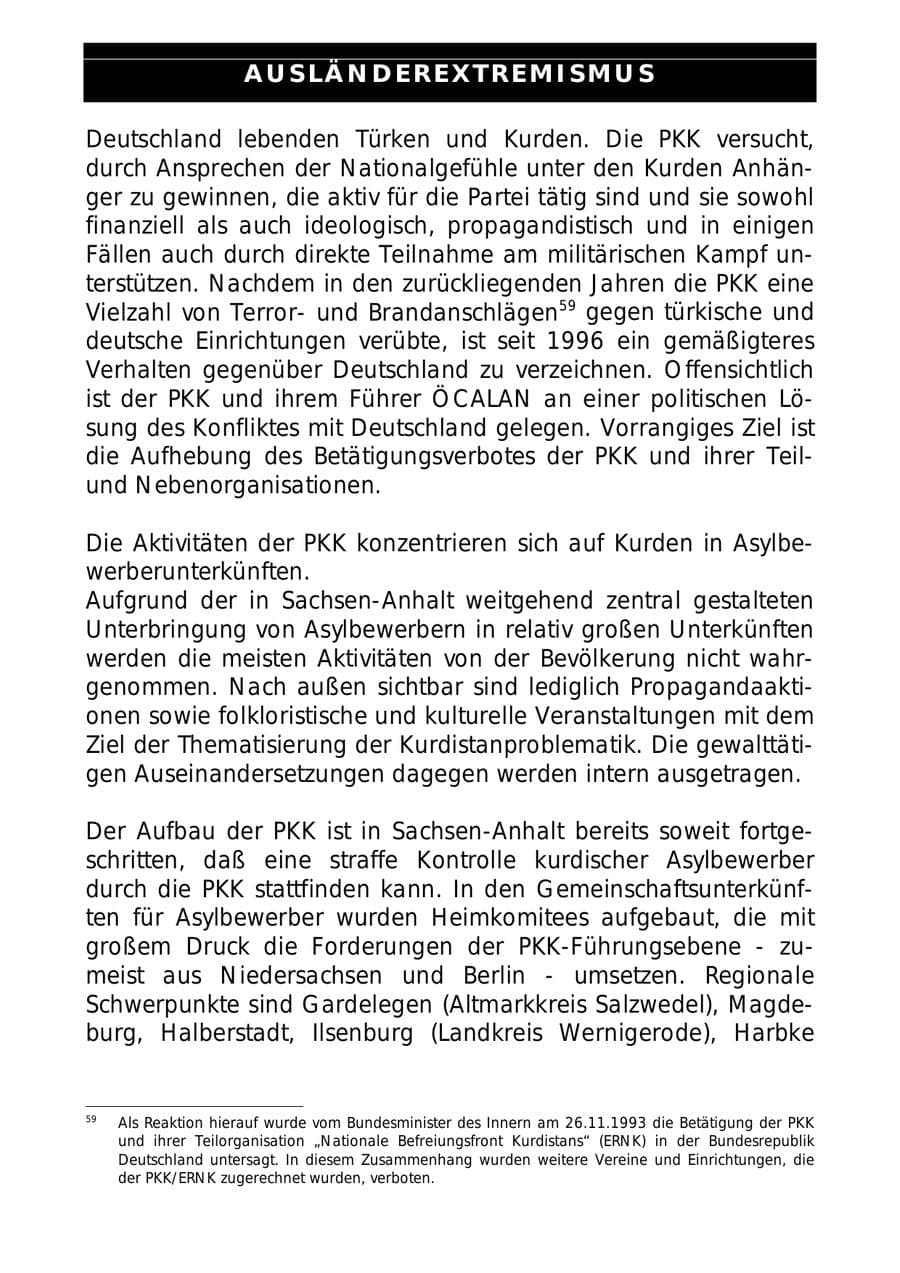 Seite 67 des Verfassungsschutzbericht 1997 Sachsen-Anhalt