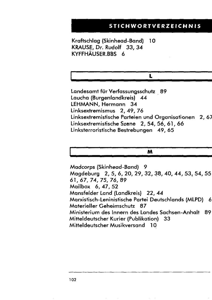 Seite 113 des Verfassungsschutzbericht 1998 Sachsen-Anhalt