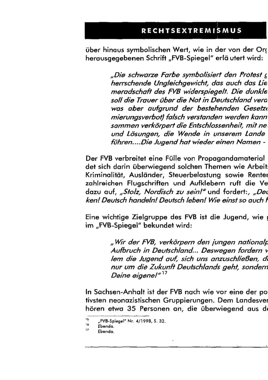 Seite 32 des Verfassungsschutzbericht 1998 Sachsen-Anhalt