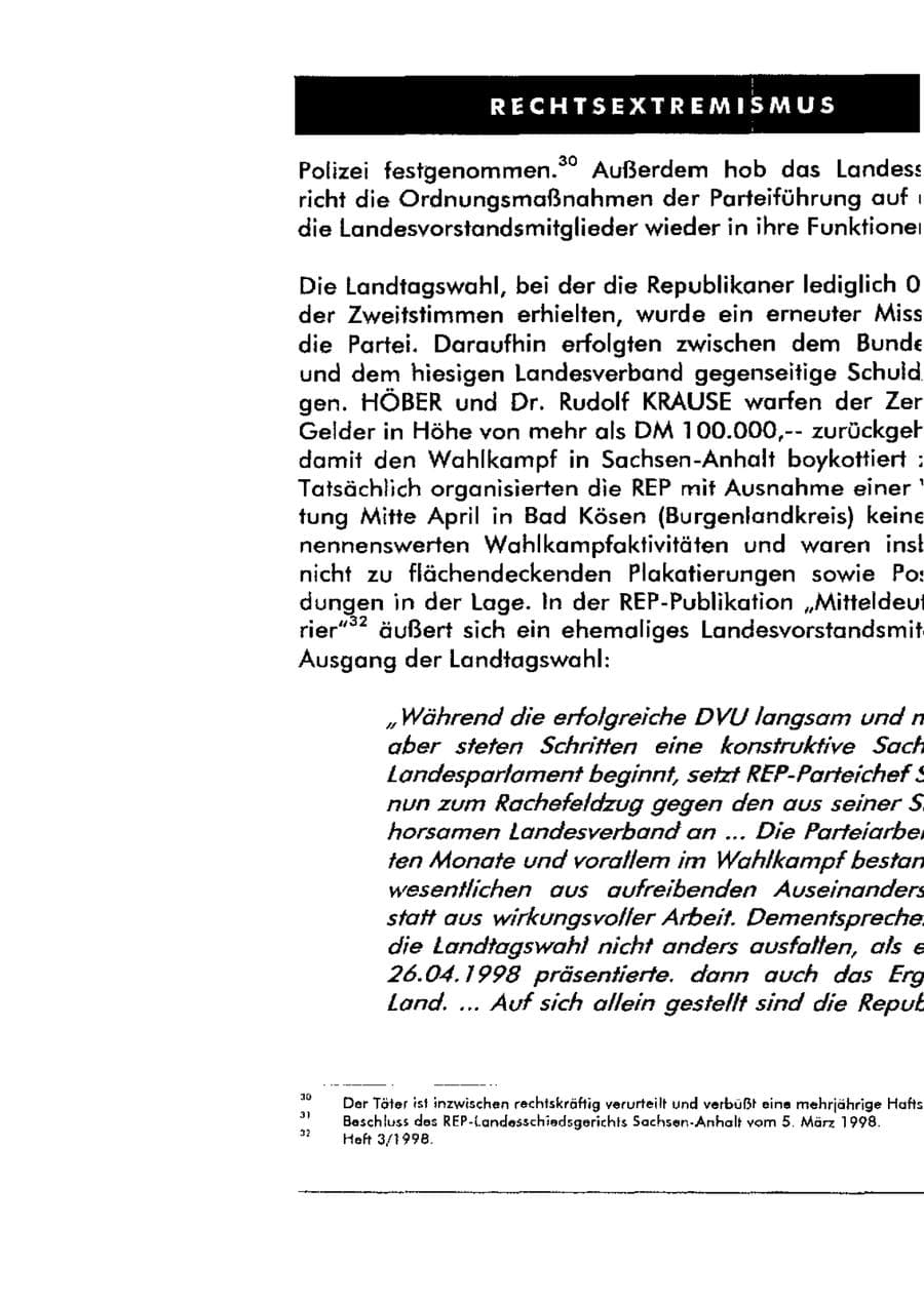 Seite 44 des Verfassungsschutzbericht 1998 Sachsen-Anhalt