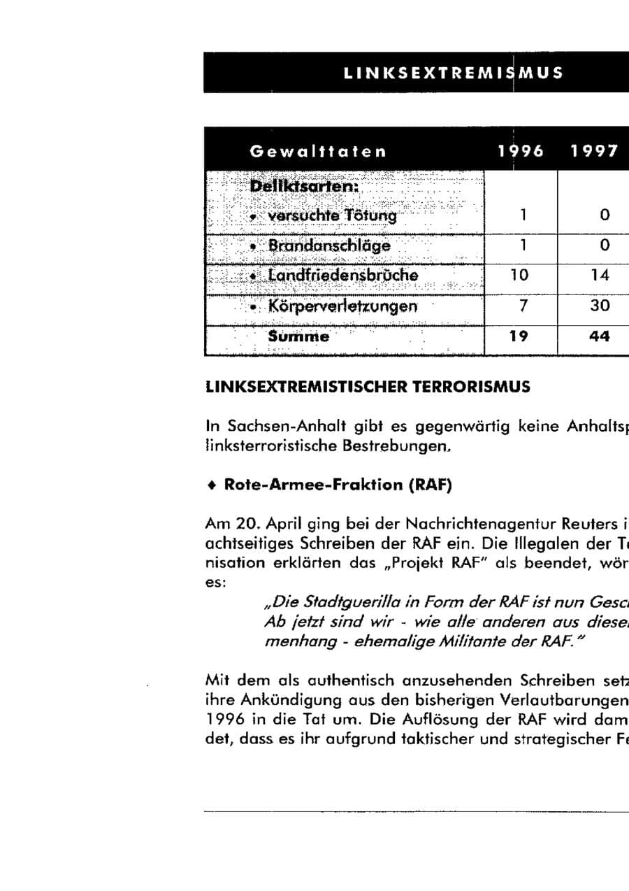 Seite 70 des Verfassungsschutzbericht 1998 Sachsen-Anhalt