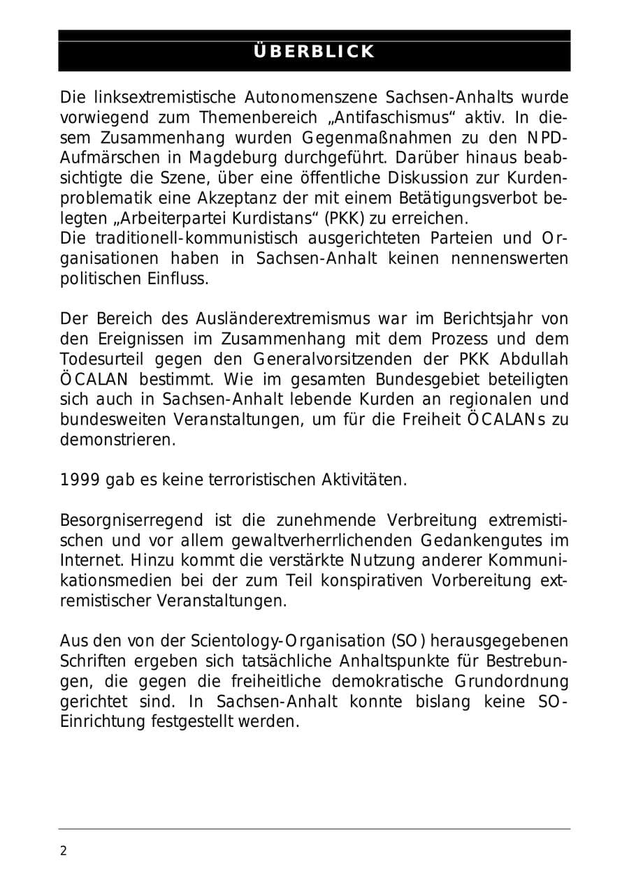 Seite 11 des Verfassungsschutzbericht 1999 Sachsen-Anhalt