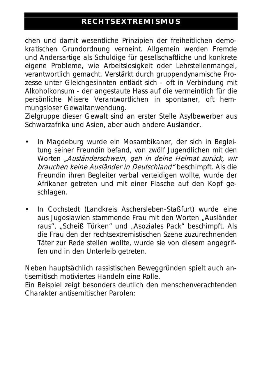 Seite 13 des Verfassungsschutzbericht 1999 Sachsen-Anhalt