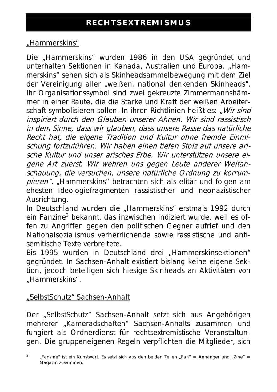 Seite 16 des Verfassungsschutzbericht 1999 Sachsen-Anhalt