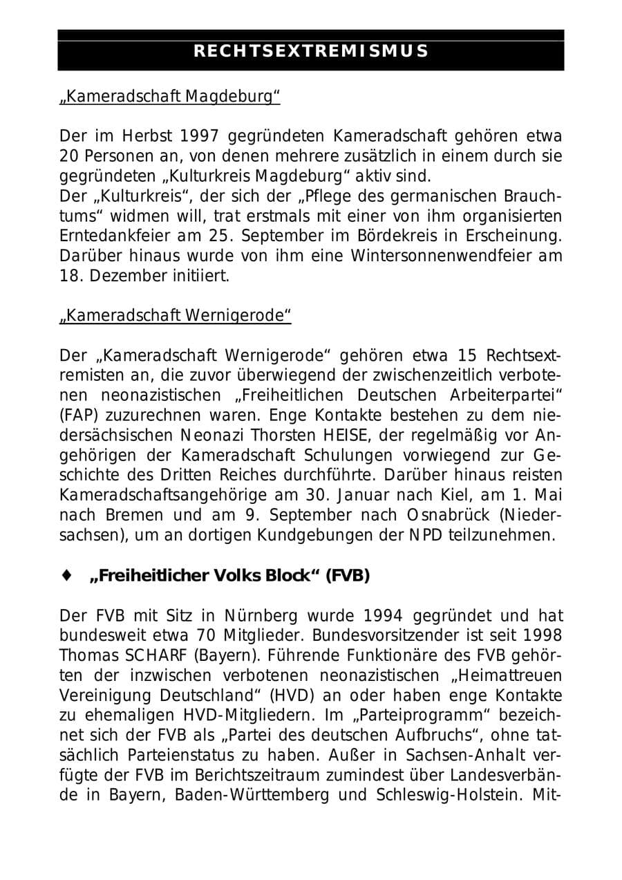 Seite 28 des Verfassungsschutzbericht 1999 Sachsen-Anhalt