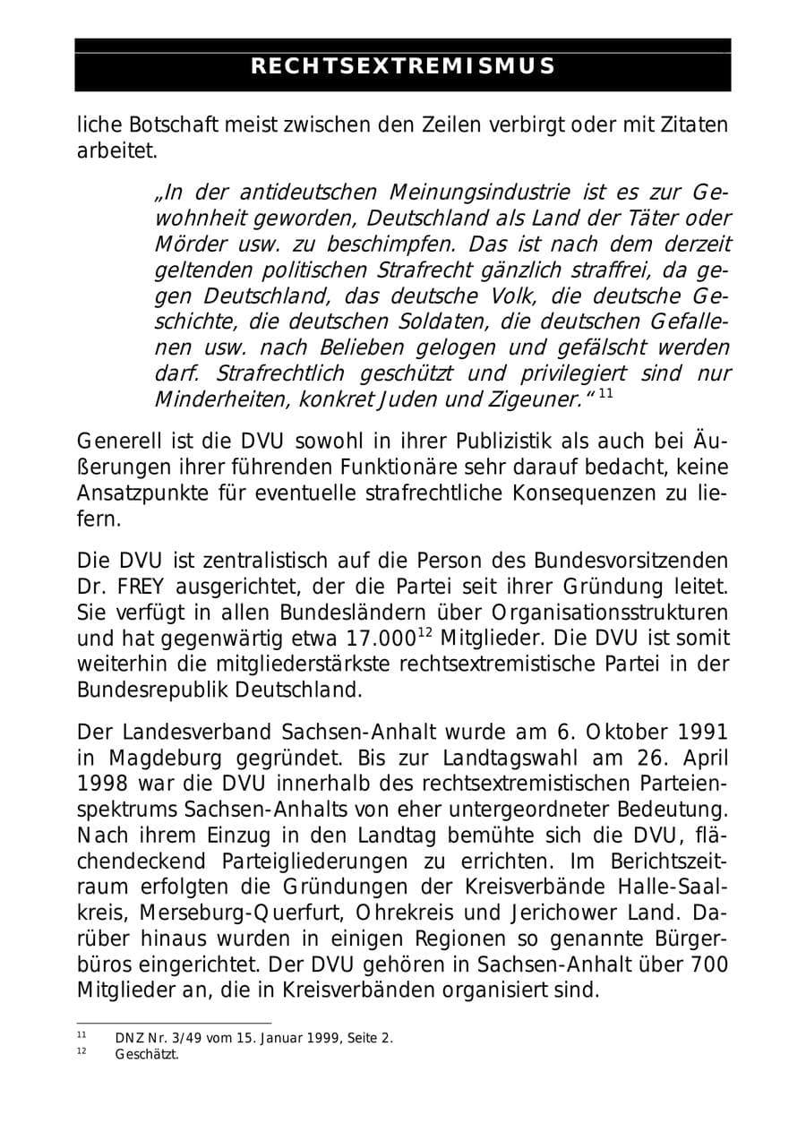 Seite 32 des Verfassungsschutzbericht 1999 Sachsen-Anhalt