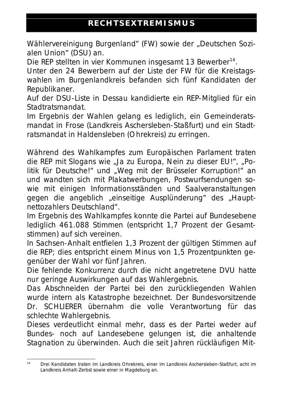 Seite 37 des Verfassungsschutzbericht 1999 Sachsen-Anhalt