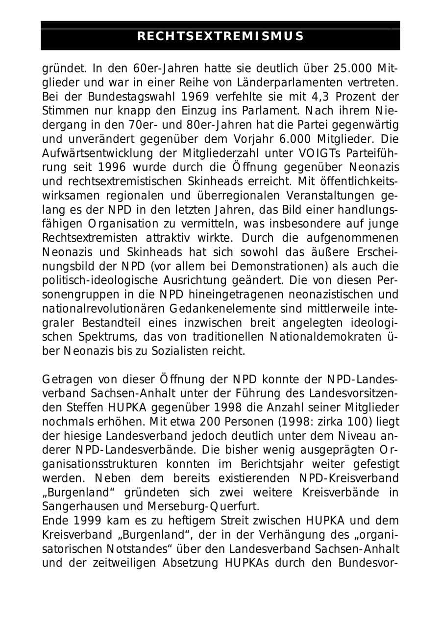 Seite 40 des Verfassungsschutzbericht 1999 Sachsen-Anhalt