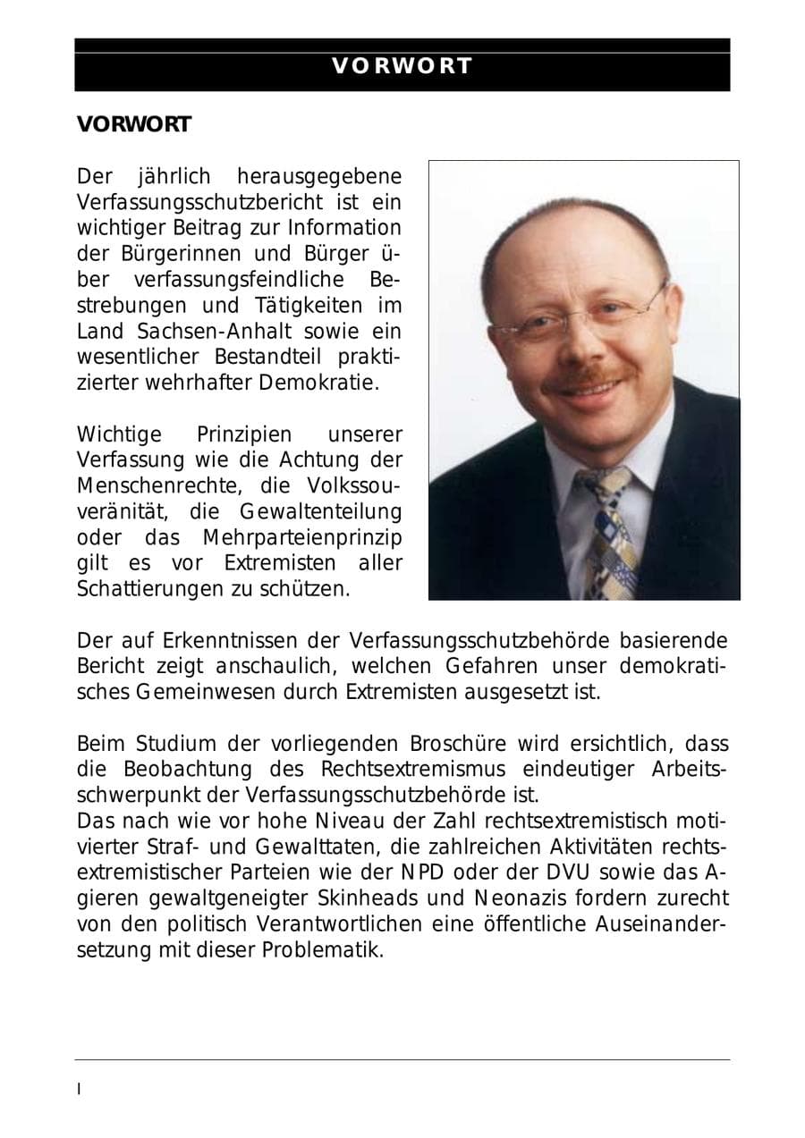 Seite 5 des Verfassungsschutzbericht 1999 Sachsen-Anhalt