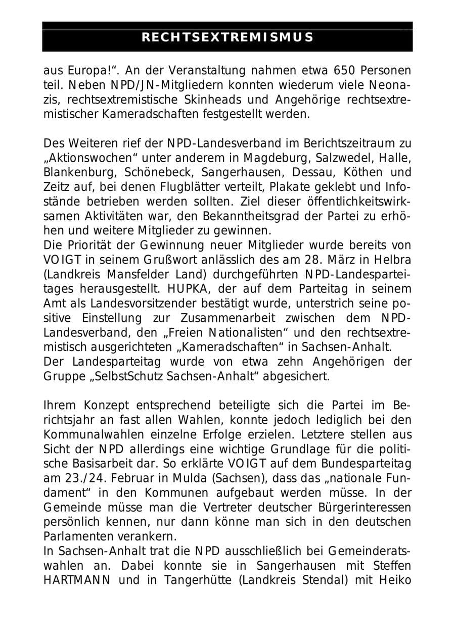 Seite 42 des Verfassungsschutzbericht 1999 Sachsen-Anhalt