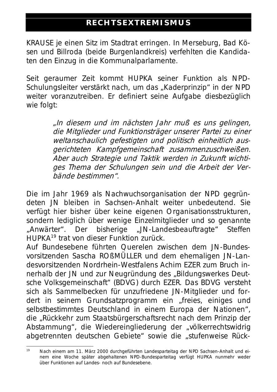 Seite 43 des Verfassungsschutzbericht 1999 Sachsen-Anhalt