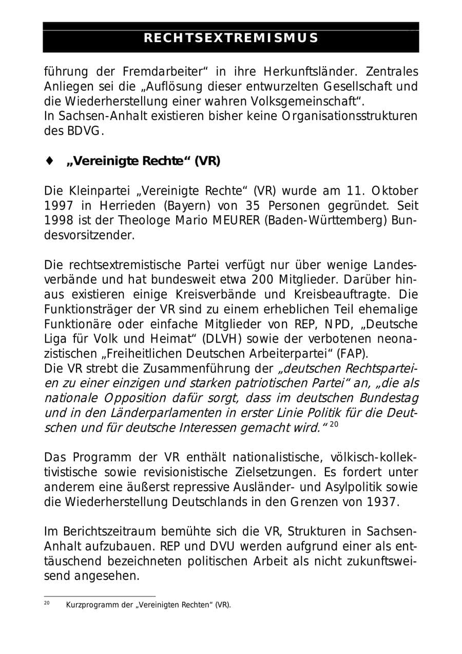 Seite 44 des Verfassungsschutzbericht 1999 Sachsen-Anhalt