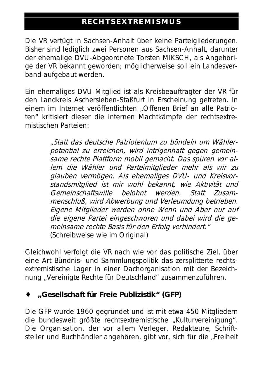Seite 45 des Verfassungsschutzbericht 1999 Sachsen-Anhalt